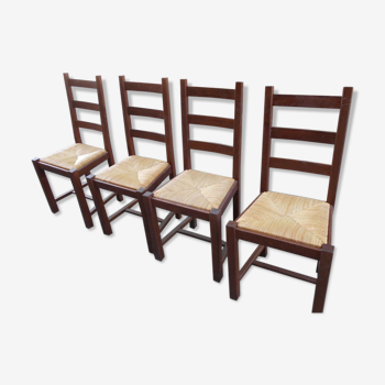 Set of four rustic mulched chairs