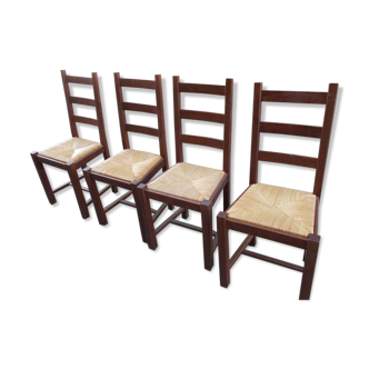 Set of four rustic mulched chairs