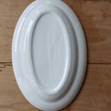 Vintage earthenware dish with rose pattern and patina