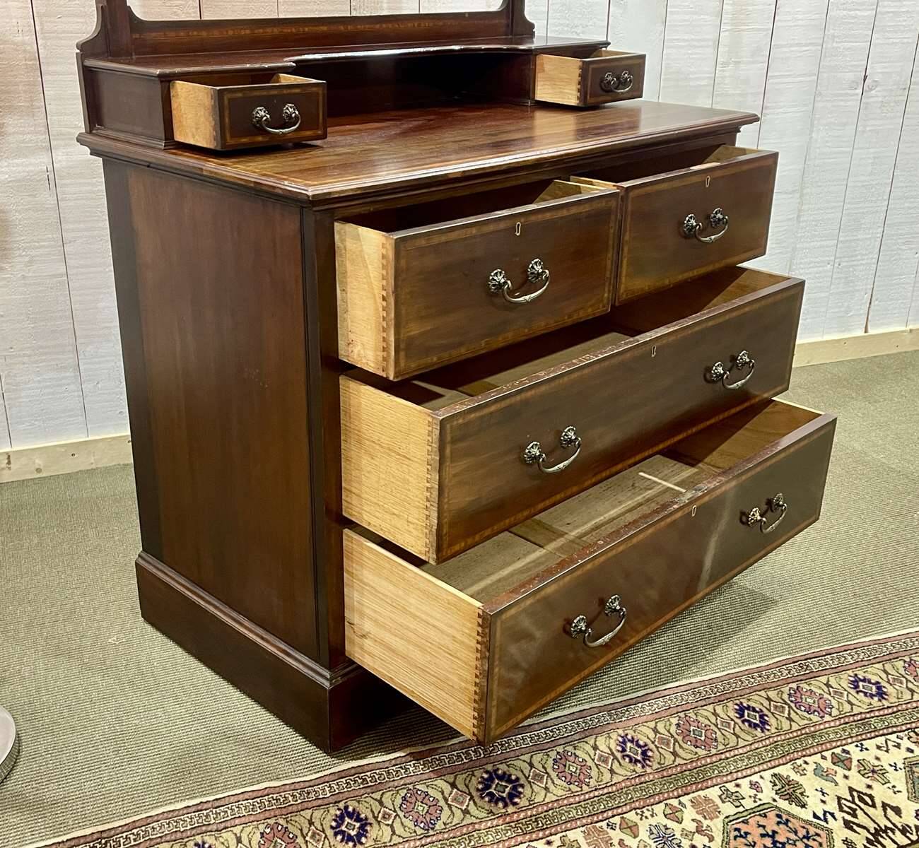 English mahogany dressing table from the early 20th century - L=1m, D=53cm, H=1m50.