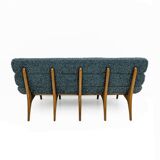 Adrian Pearsall Style Italin Modern Bouclè and Walnut Sofa