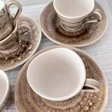 6 Cups and 5 Saucers Ecume model Faïencerie De Niderviller, Made in France