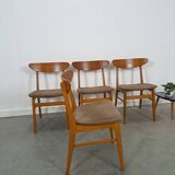 Set of 4 Deense teak Farstrup Møbler Model 210 eetkamerstoelen, dining