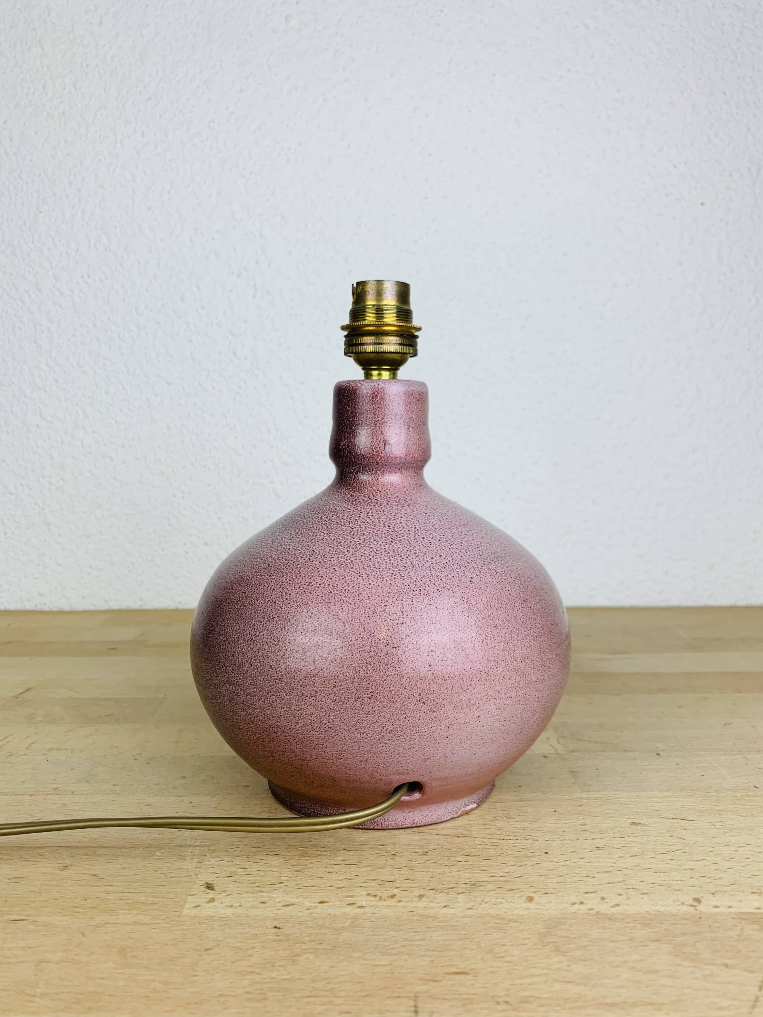 Pink ceramic ball lamp Vallauris, 60s, vintage