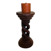 Twisted wooden candlestick