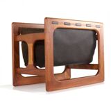 Salin mobler magazine rack - danish design leather + teak