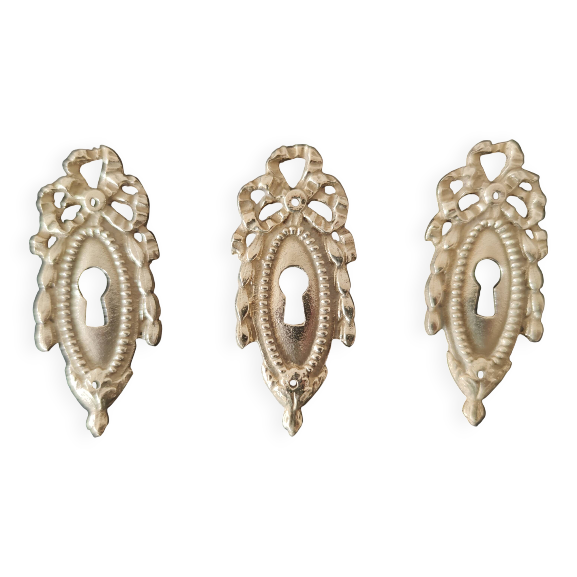 Lot of three Louis XVI Bronze Brass furniture entry locks