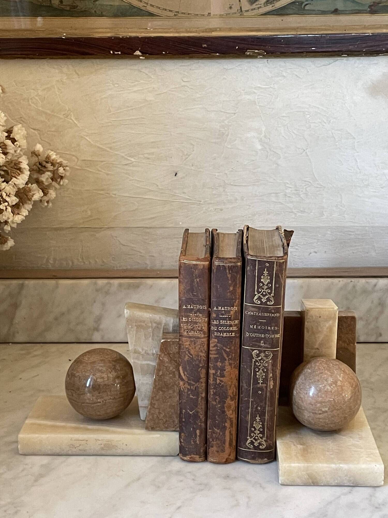 Pair of marble and onyx bookends