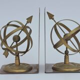 Pair of greenhouse book Astrolabe Sphere Armillary brass 1970