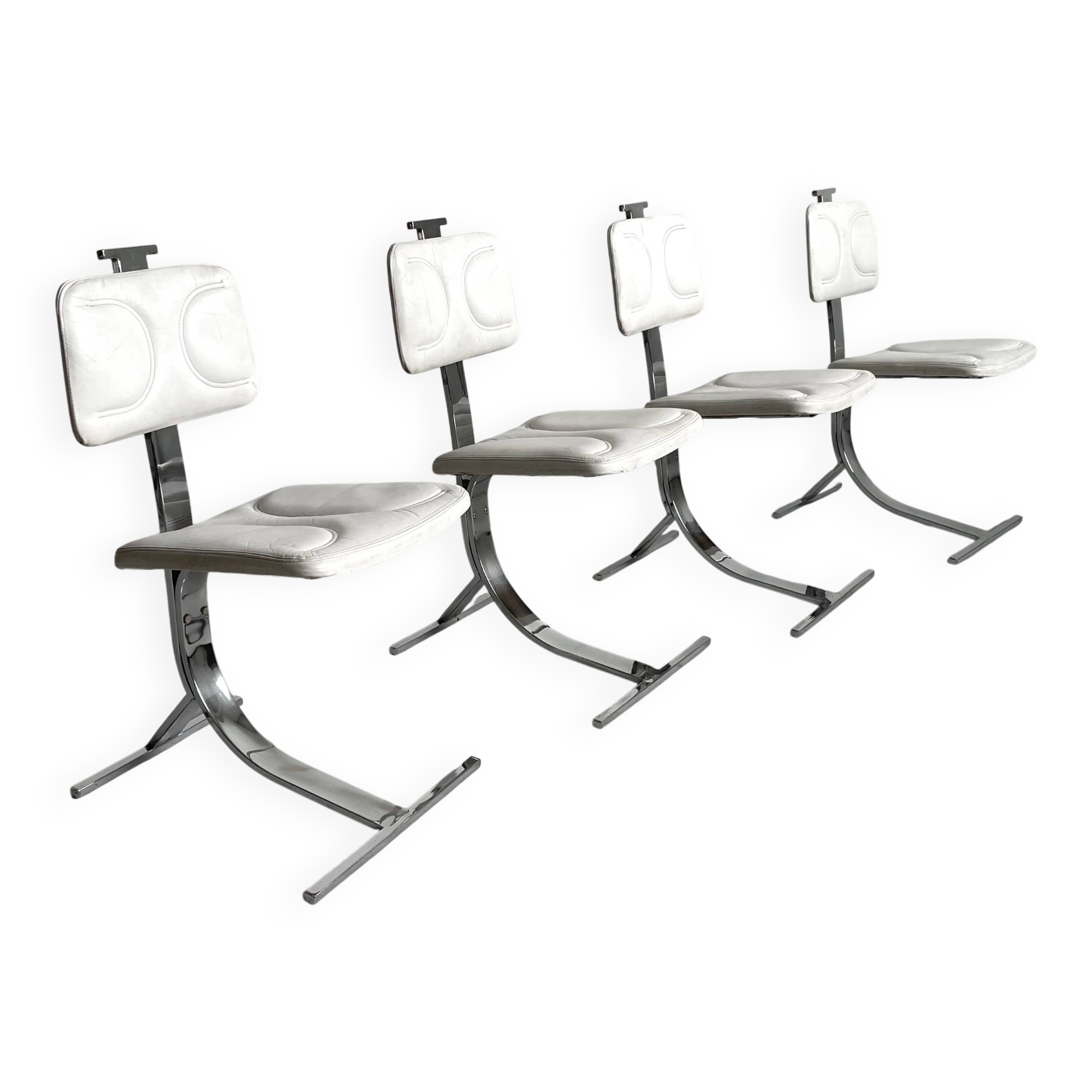 Mid-Century Modern Dining Chairs, Set of 4, France 1970s