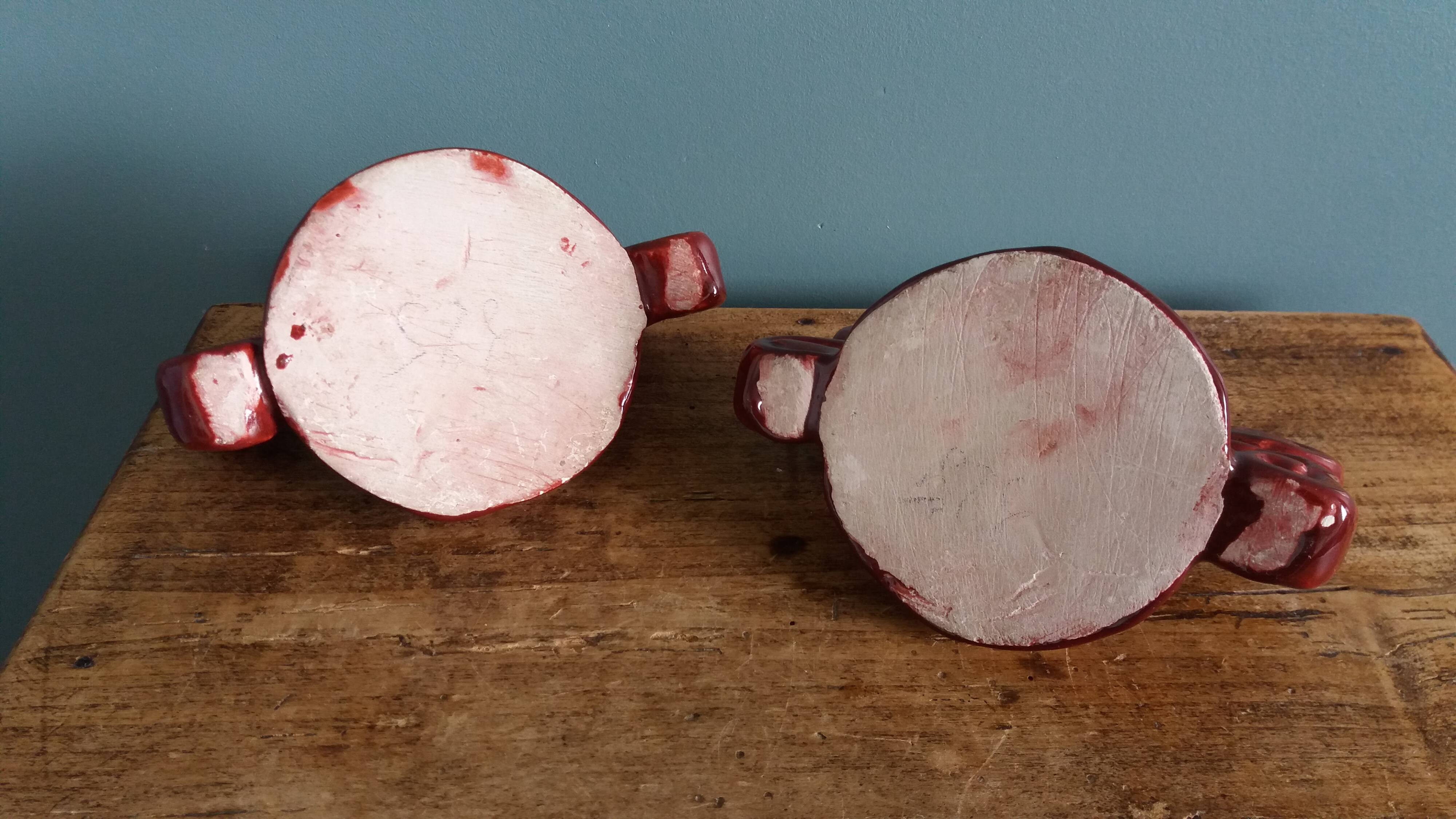 Bougeoirs en céramique artisanale bordeaux