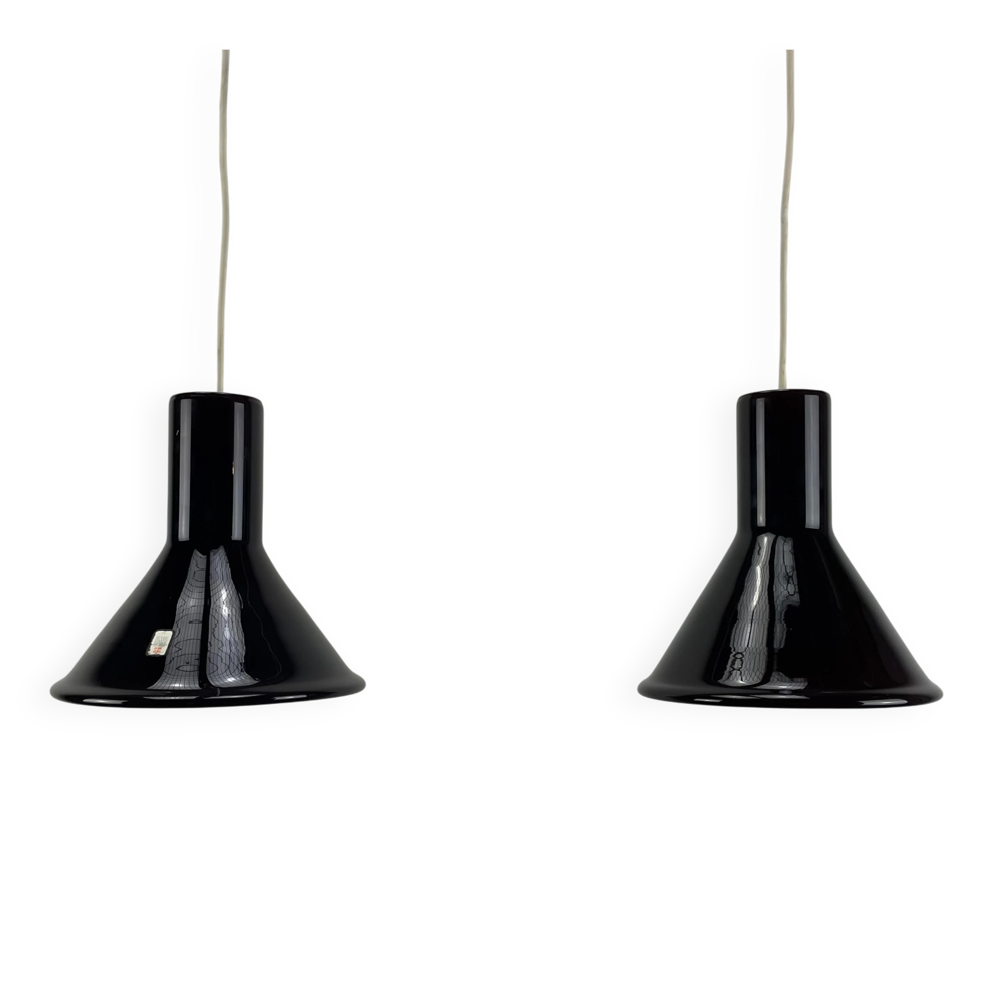 Pair of MINI glass purple pendants by P&T by Michael Bang for Holmegaard 1970