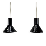 Pair of MINI glass purple pendants by P&T by Michael Bang for Holmegaard 1970