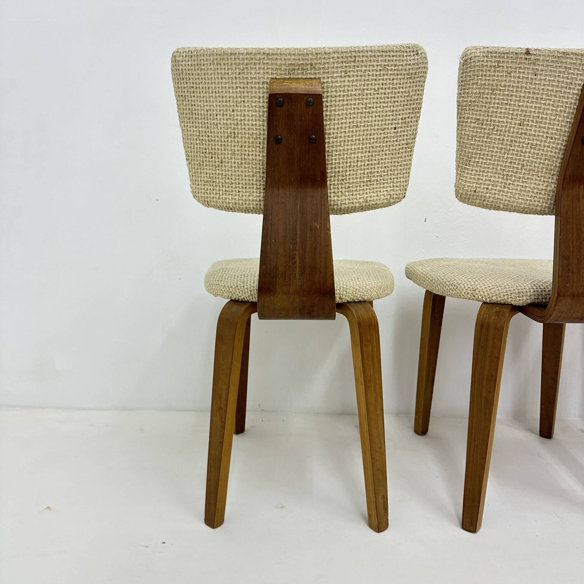 Set of 4 Dutch design by Cor Alons plywood dining chairs , 1960s