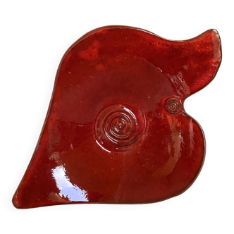Coupe corbeille à fruits motif spirale terre cuite rouge
