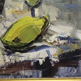 Oil on canvas ernest audibert, still life with fish