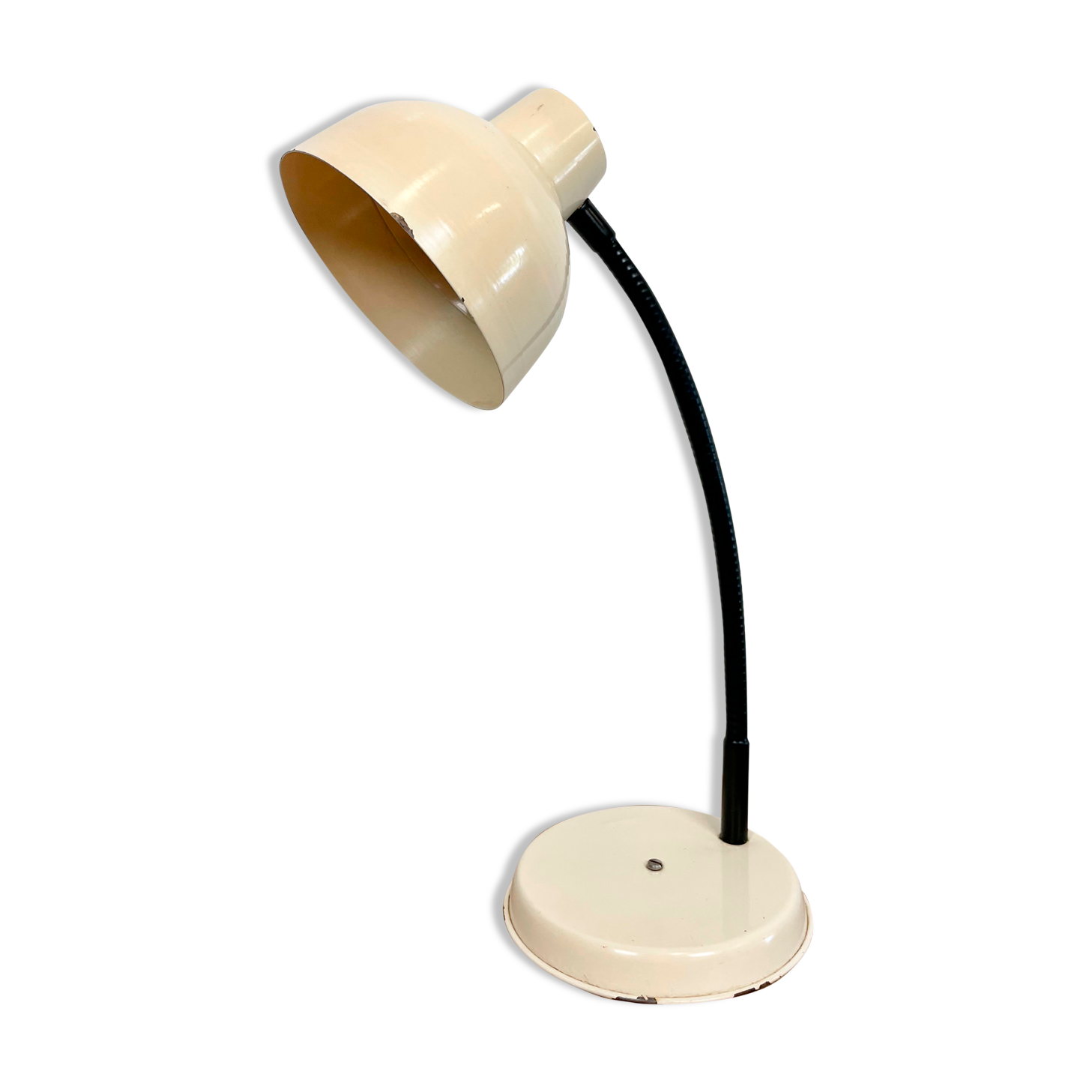 Beige industrial gooseneck table lamp, 1960s