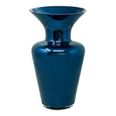 Vase en verre soufflé bleu de Murano des années 1970 par Maestro del Vetro.