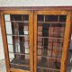 Petite vitrine bibliotheque a petits carreaux et marqueterie ancienne