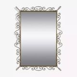 Rectangular mirror from the 1970s with brass surround