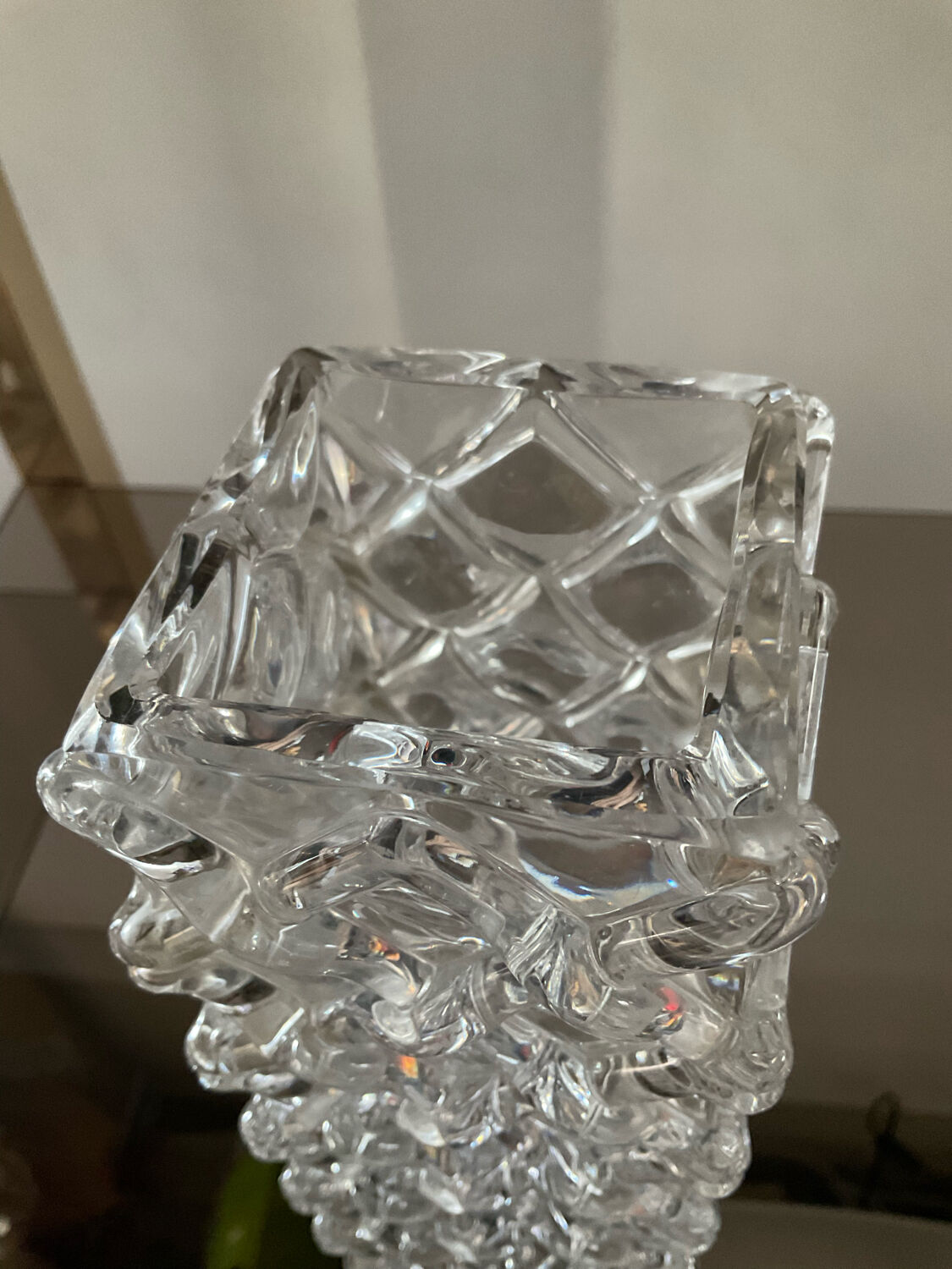 Vintage vase in molded glass and glass paste