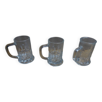 Lot de 3 chopes, verres à liqueur