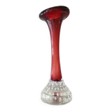 Soliflore vase aseda suede 1970s bones model - calibrated bubbles - ruby color
