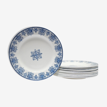 Series of 10 old Terre de Fer plates by L.G. for the earthenware factory of Clairefontaine