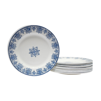 Series of 10 old Terre de Fer plates by L.G. for the earthenware factory of Clairefontaine