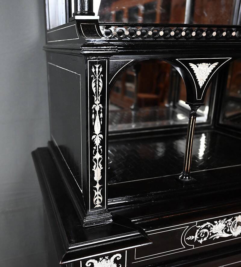 Display Cabinet in Blackened Pear Wood, Napoléon III period – 2nd half of the 19th century
