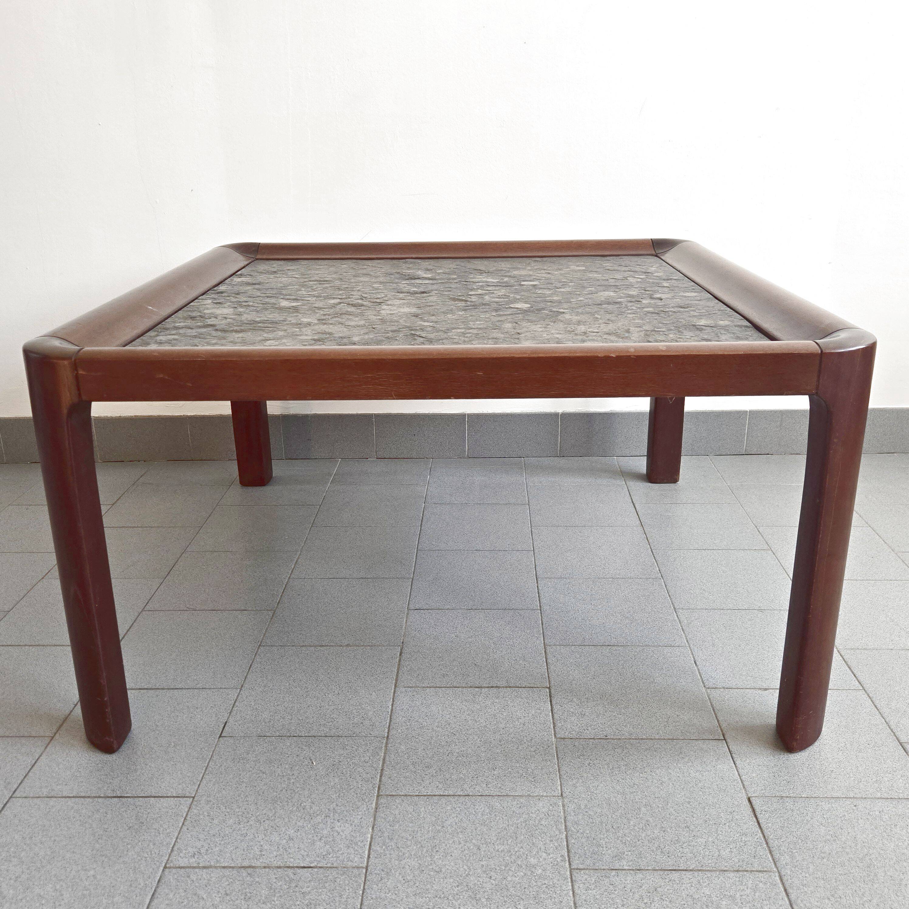 1960s Scandinavian coffee table in teak and schist