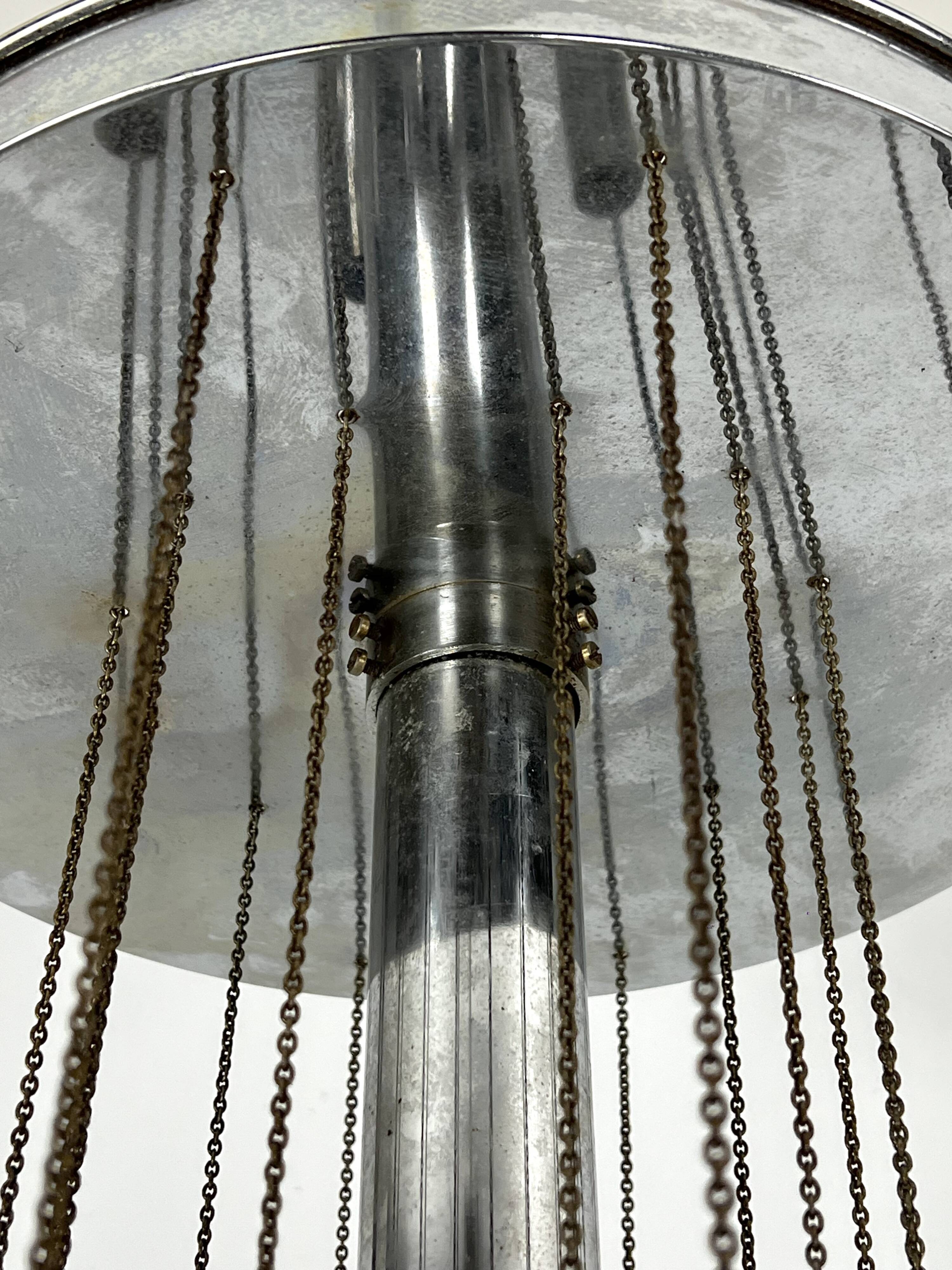 Sciolari, iconic glass sphere and chrome chandelier. Italy 1960s