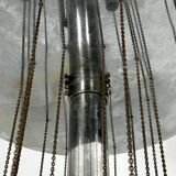 Sciolari, iconic glass sphere and chrome chandelier. Italy 1960s