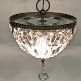 Louis XVI style bronze ceiling light and glass pendants