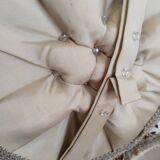 Sewing box, work box, scoubidou and fabric, beige