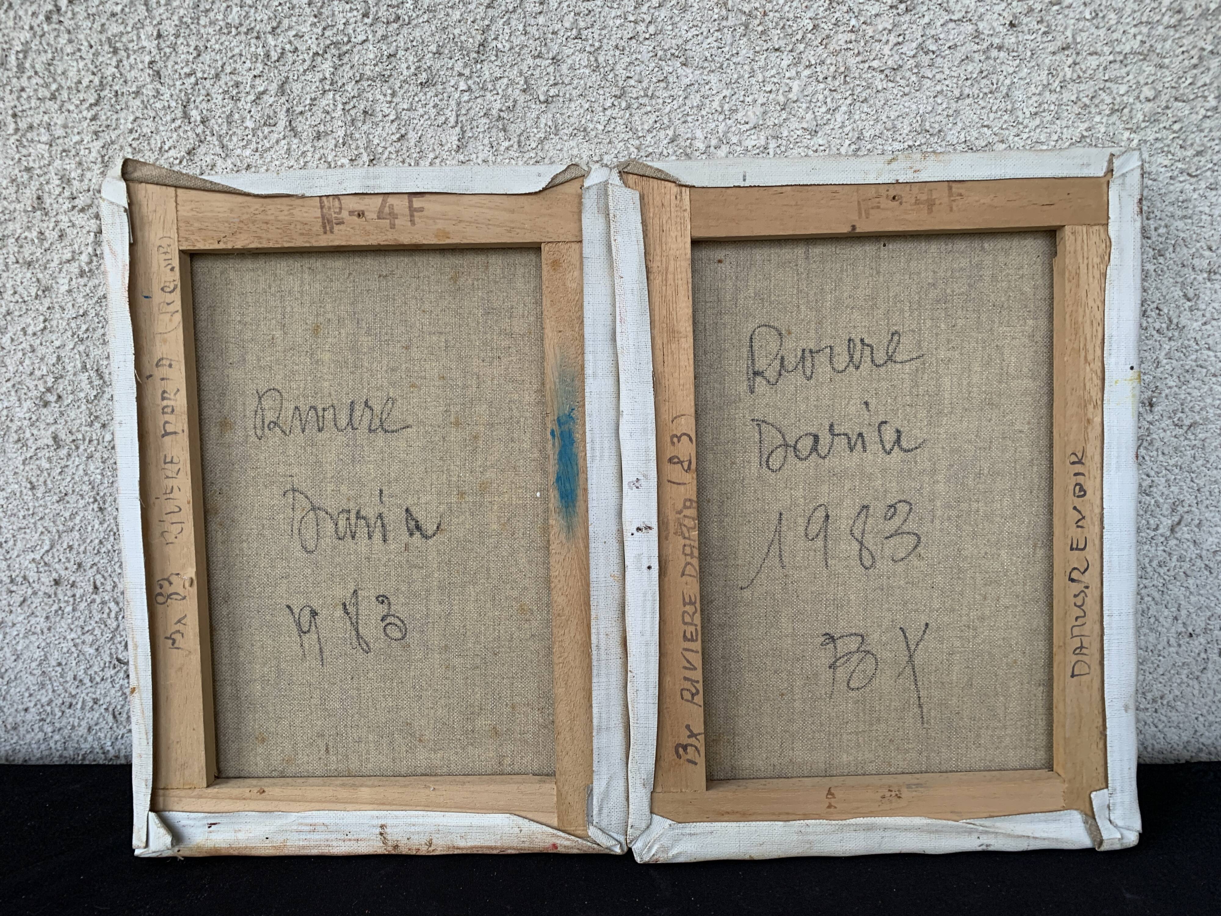 Beautiful Pair of paintings of women on the Daria River, 1983