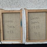 Beautiful Pair of paintings of women on the Daria River, 1983