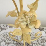Lampe en métal peinte à la main, abat-jour en tissu beige et crème