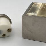 Large Vintage Collection TABLE LIGHTER in chrome-plated metal and horn