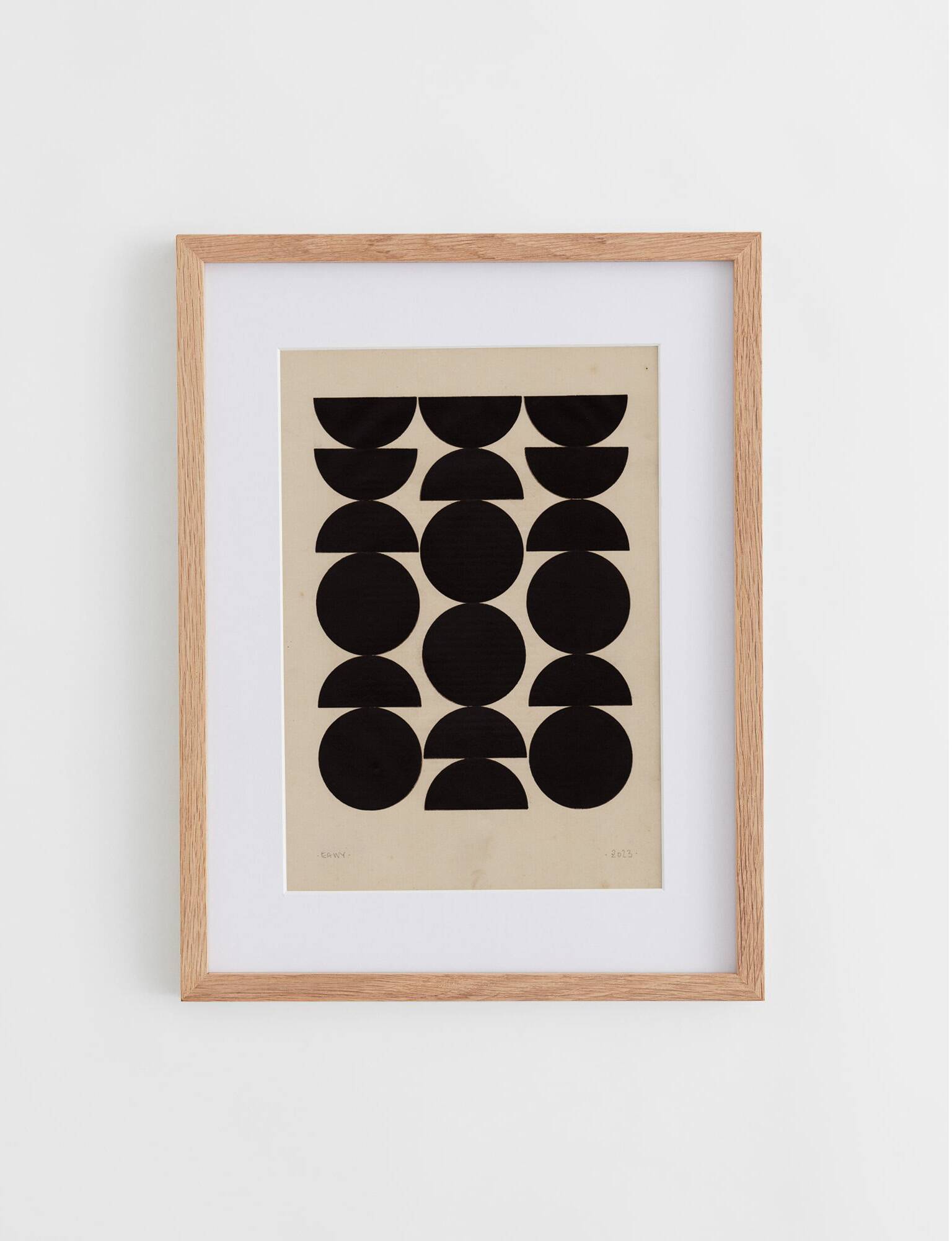 Abstract black collage on old paper signed eawy.