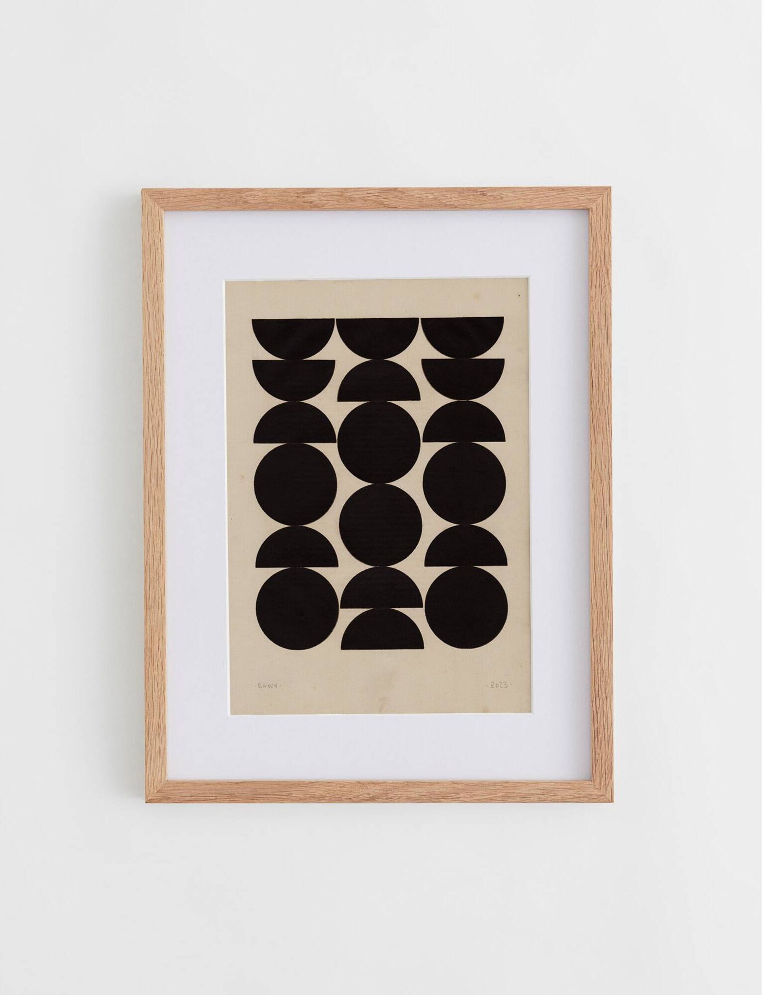 Collage abstrait noir sur papier ancien signé eawy