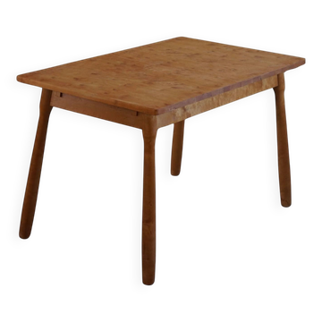 Table de bureau/table de salle à manger danoise moderne en bouleau attribuée à Philip Arctander, années 1940