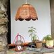 Cane and braided rattan hanging lamp