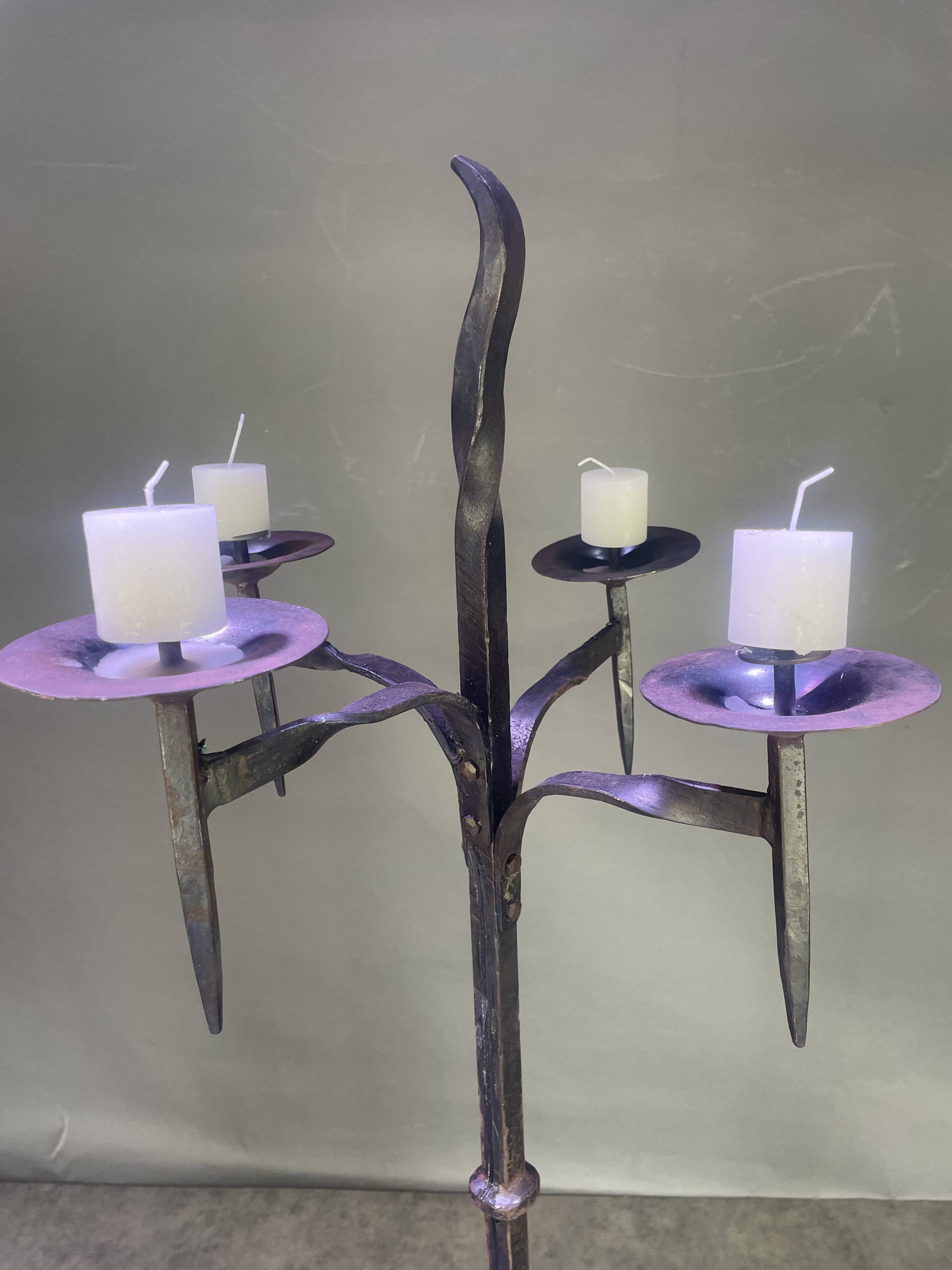 Pair of wrought iron candelabras