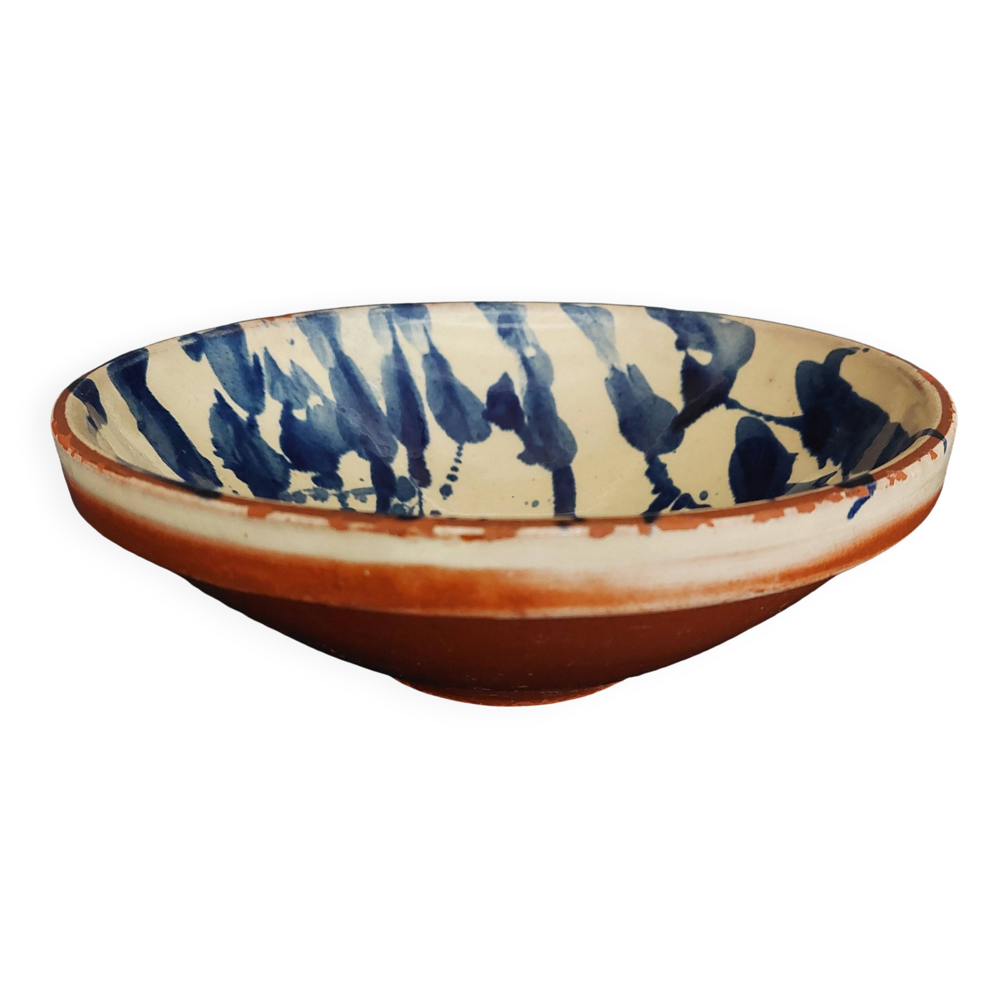 20th century glazed terracotta salad bowl