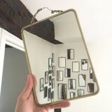 Miroir blanc ancien 24 x 18 cm