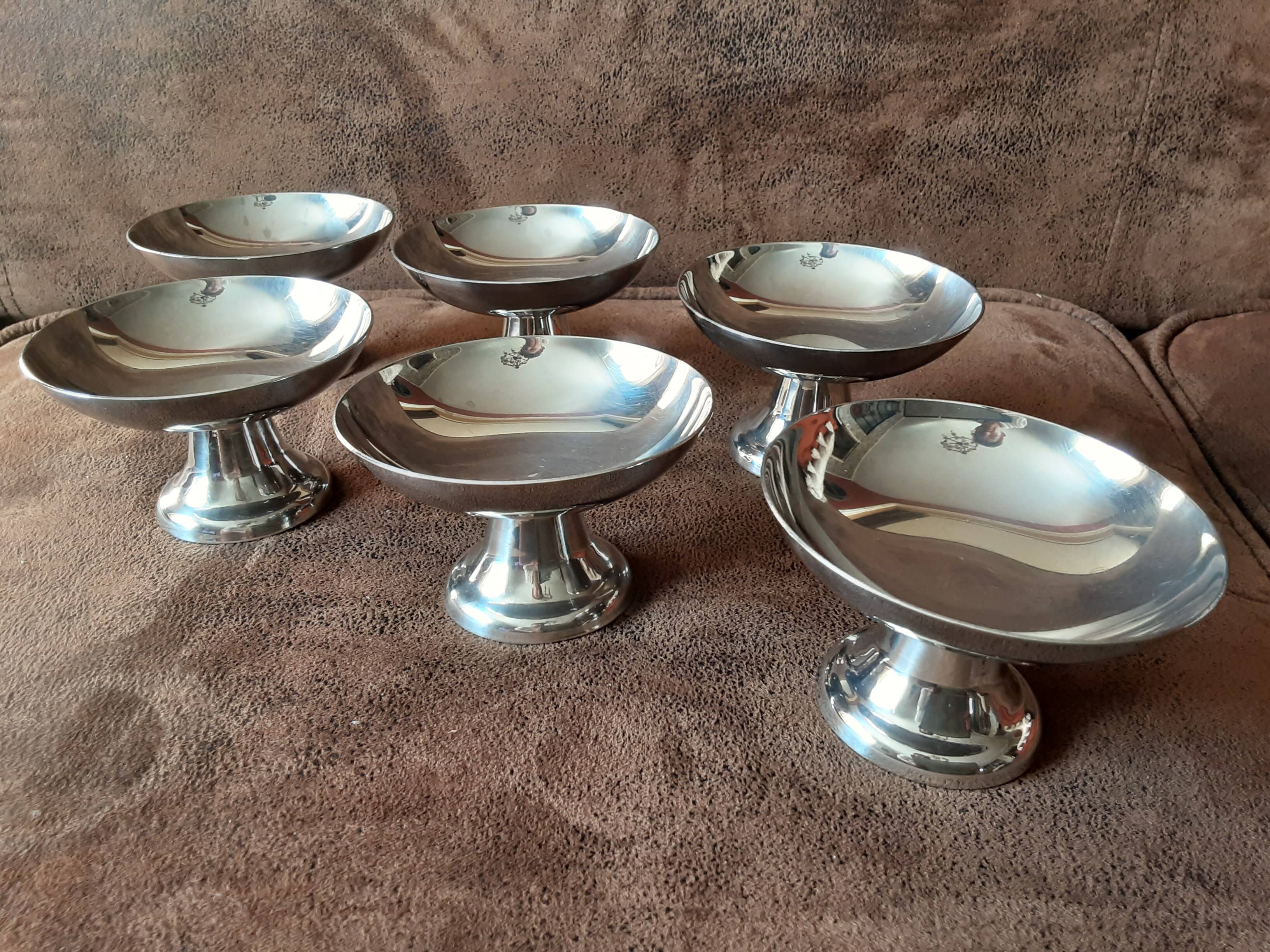 Lot de 6 coupes sur pied métal