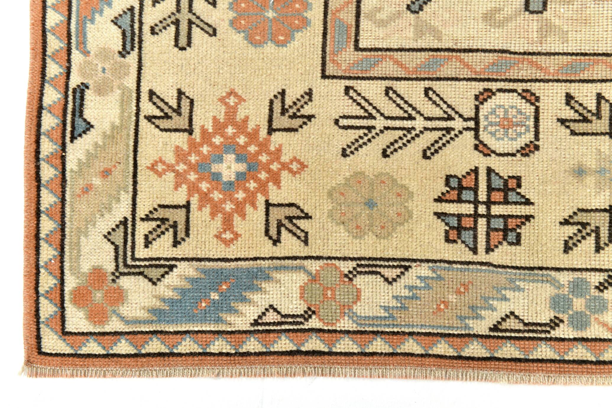 Salmon & Cream Square Persian Rug, 194x212Cm