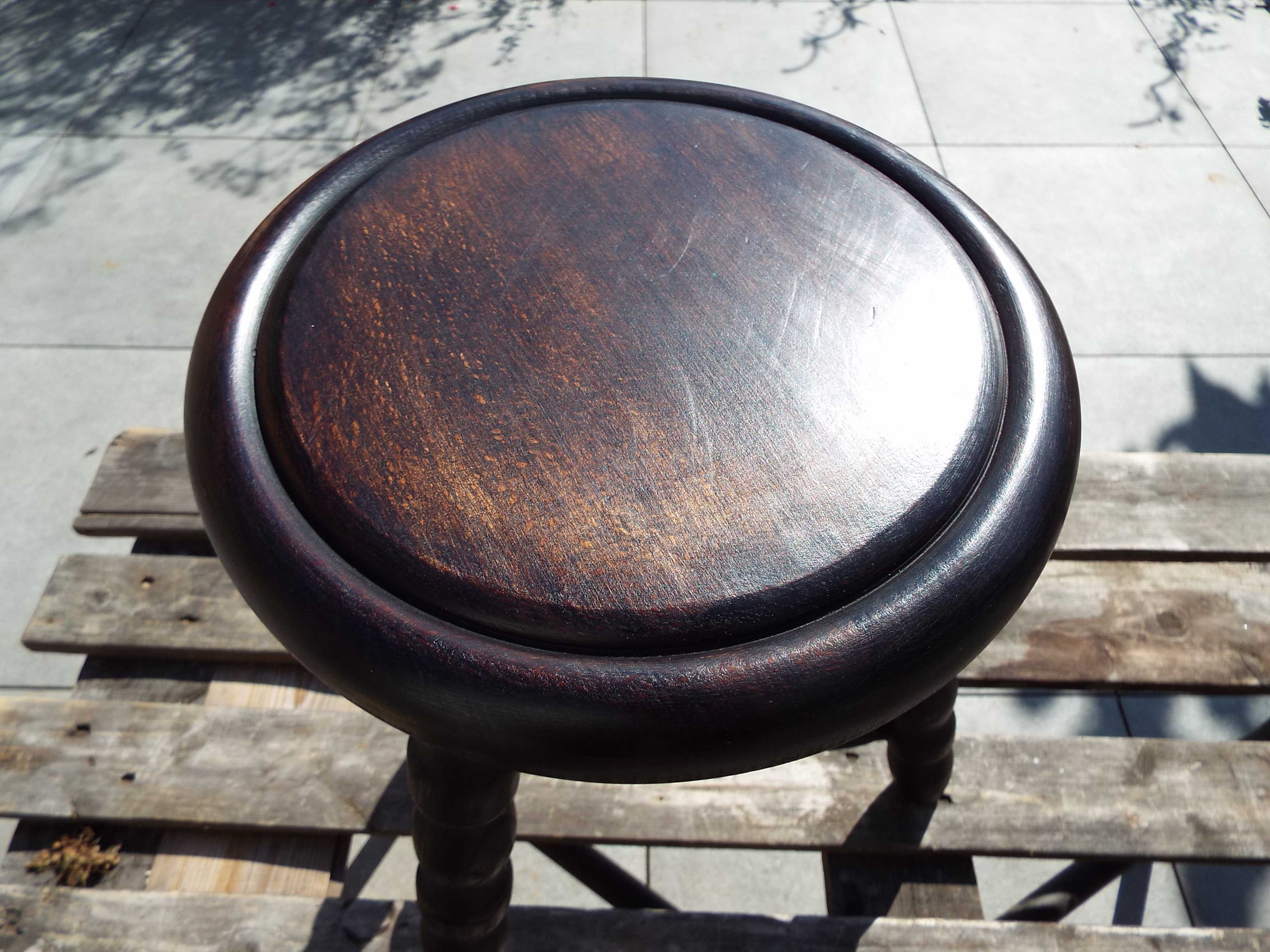 Pair of turned wooden tripod stools