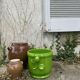 Cache-pot vert vernissé